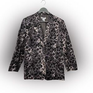 Vintage Anna and Frank 100% Silk Animal Print Blazer Size S Petite 80s 90s